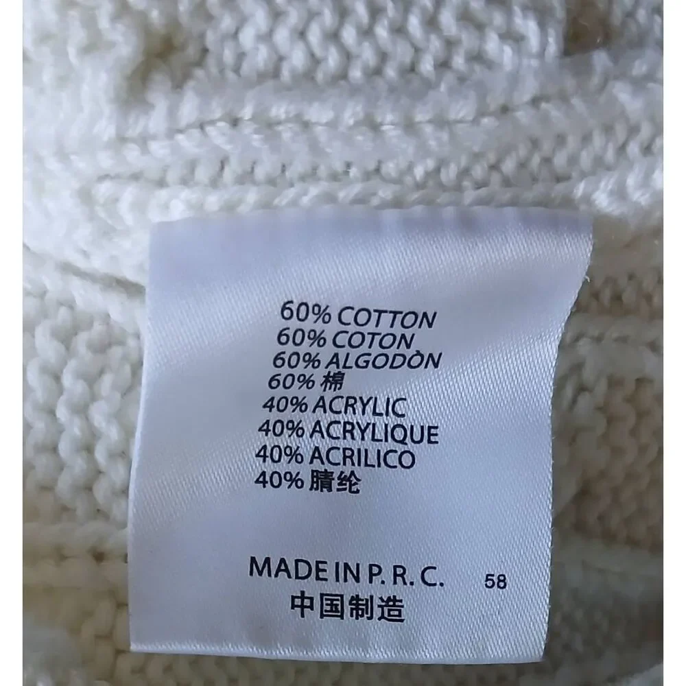 Brandy Melville womens large sweater cable knit cotton preppy Academia ivory